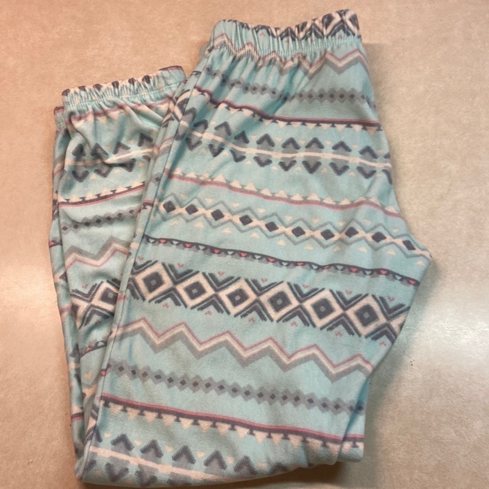 Sleep Justice Polyester Pajama BottomsAztec Print Fleece Loungewear EUC Size 12